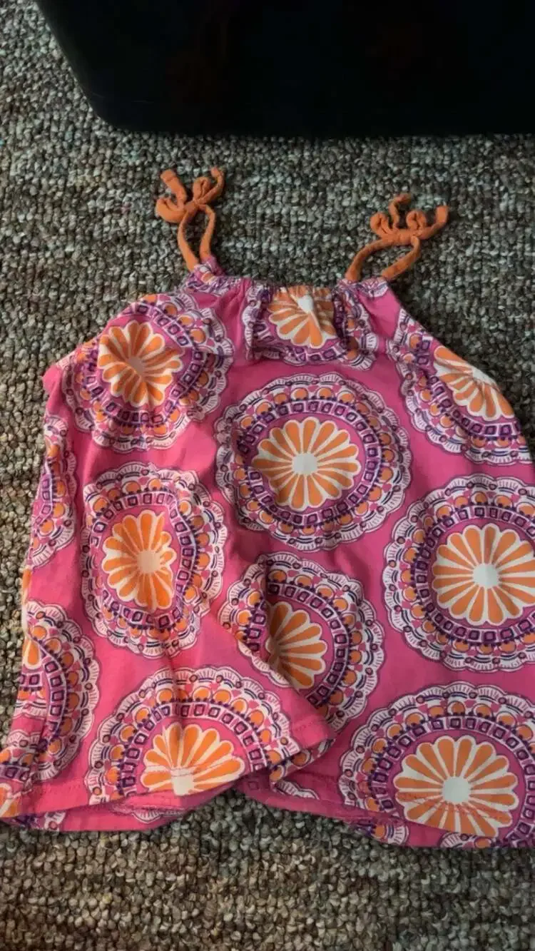 Old Navy Girls Pink and Orange Mandala Print Tie-Strap Tank Top Size 3T